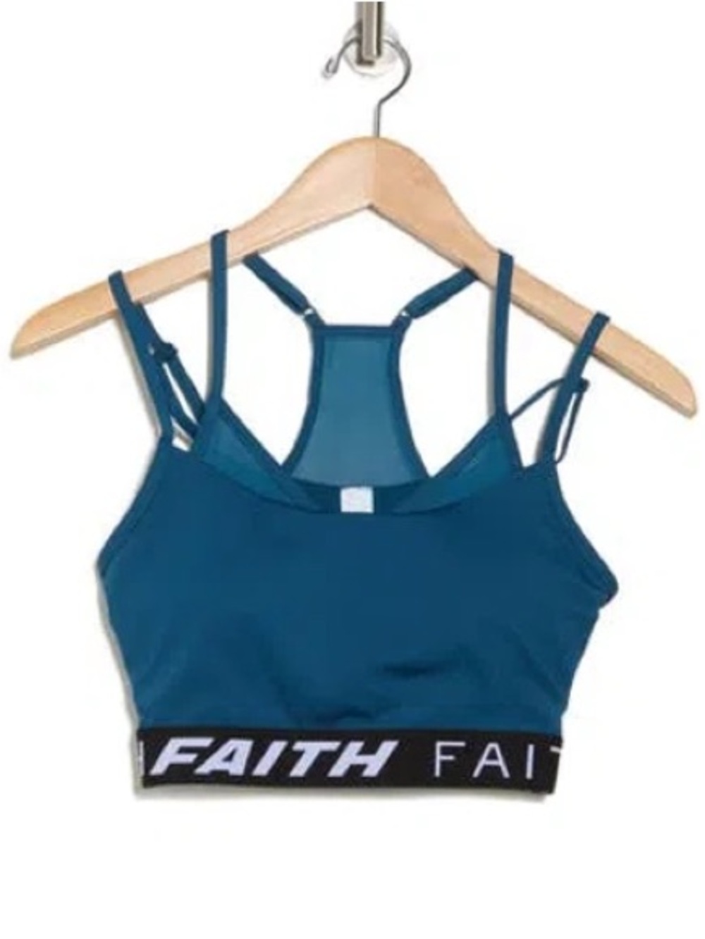 🌻NEW NWOT Faith Connexion Sports Bra Strappy Racerback Logo Band Stretch XS